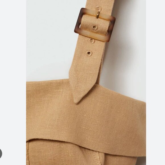 Mango Linen Cream Dress with Buckle Straps – Size 6, Lined - Picture 3 of 8